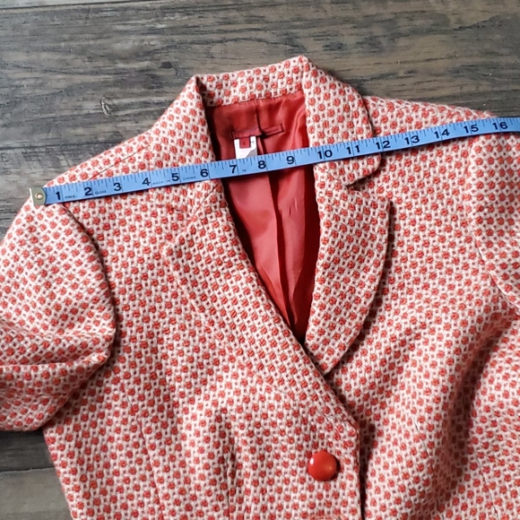RETRO Style ANTHROPOLOGIE Spring Coral & Cream Tapemeasure Blazer US Size 6 - Picture 9 of 9